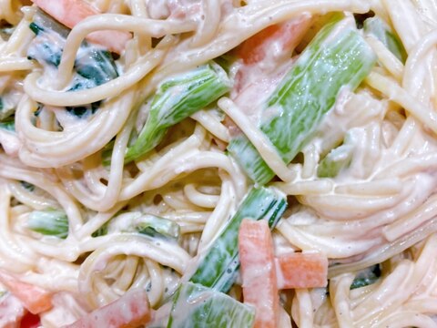 ツナと小松菜とにんじん入りサラダスパゲッティ♡